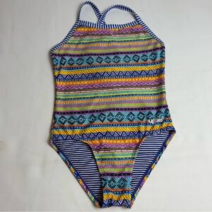 Dolfin Multicolor Striped and Geometric Swimsuit